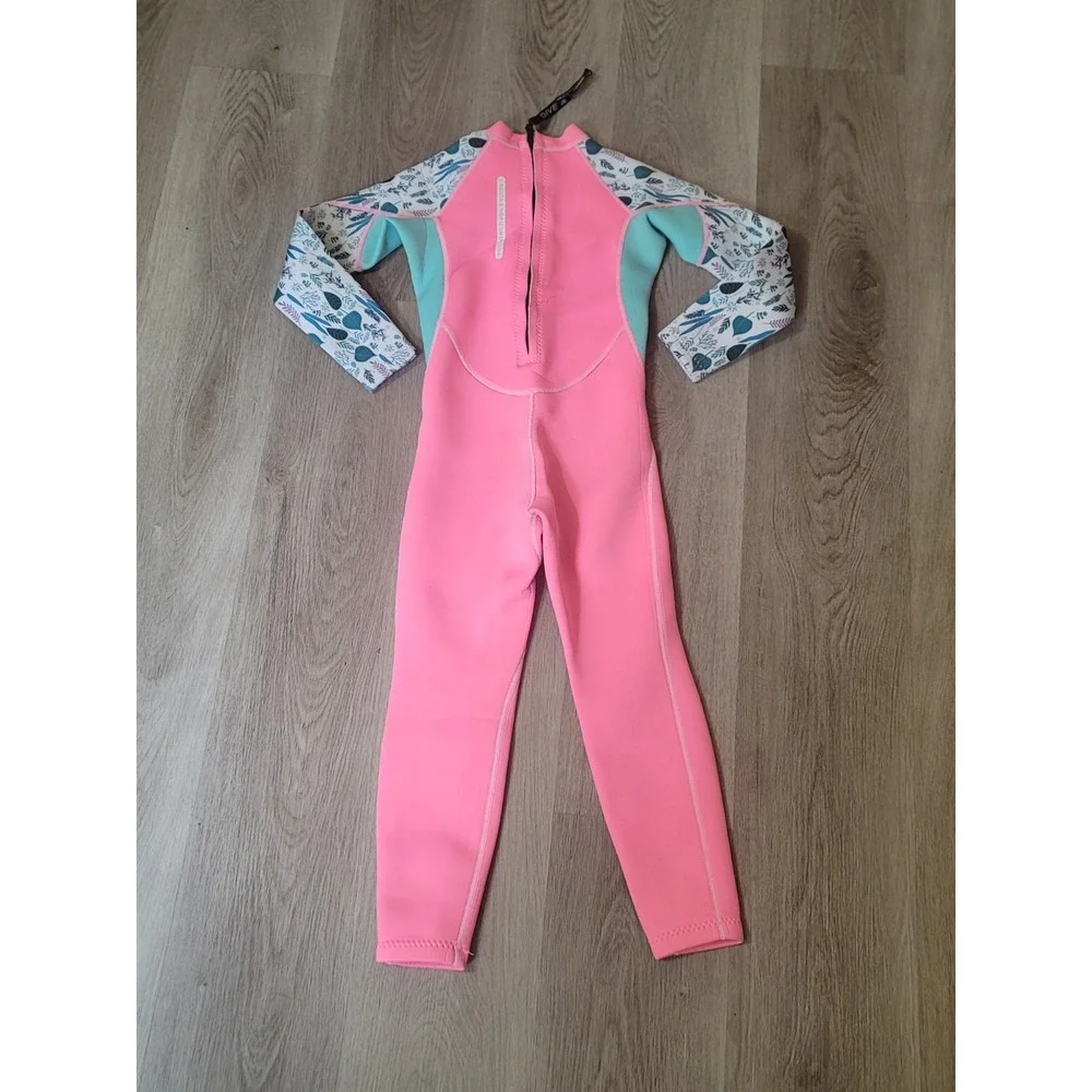 Dive & Sail X-Manta Girls Wetsuit Size XL Pink Floral Sleeves Surfing Diving